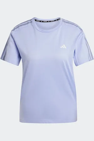 adidas Purple Own The Run 3-Stripe T-Shirt M Reg