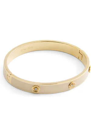 Coach Gold Tone Signature Tea Rose Enamel Bangle Boxed Bracelet one