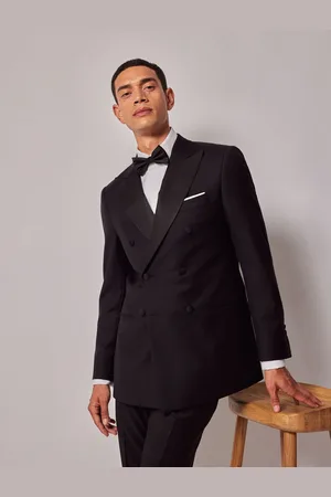 Hawes & Curtis Slim Dinner Double Breasted Black Suit Jacket 40 R