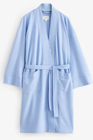 Next Blue Jersey Textured Dressing Gown L