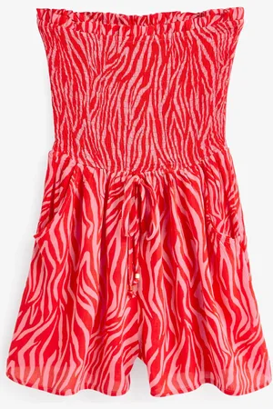 Sosandar Pink Shirred Bandeau Playsuit AU 16