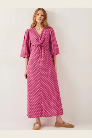 Monsoon Stella Stripe Twist-Front Maxi Dress L