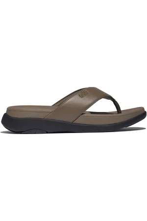 FitFlop Mens F-Mode Go Toe-Post Black Sandals AU 9 (EU 43)