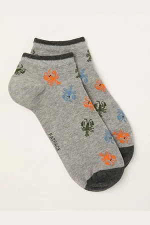 Fat Face FatFace Grey Lobster Trainer Socks AU 6.5-9