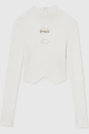 Reiss White Sandy McLaren F1 Team Cut-Out Knit Crop Top XL