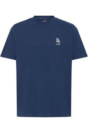 Blend Navy Embroidered Short Sleeve 100% Cotton T-Shirt