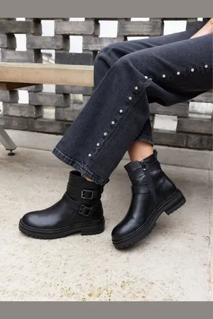 Novo Black Dare Buckle Biker Boots AU 5 (EU 36)