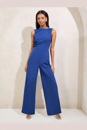 Lipsy London Blue Sleeveless Hardware Detail Jumpsuit AU 14