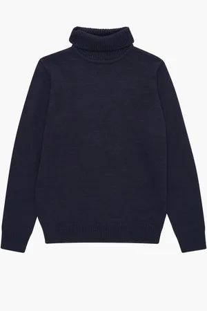 French Connection Blue Roll Neck Knit Jumper XL