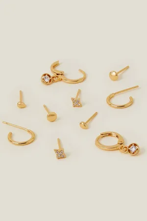 Accessorize Gold Tone 14ct Earrings 5 Pack Set One