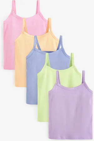 Next Multi Pastel Pastel Rib Cami Vest 5 Pack (2-16yrs) 10 Years (140cm)