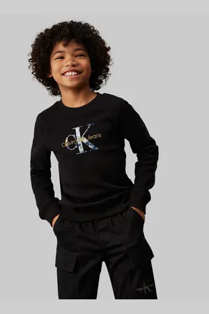 Calvin Klein Black Monogram Crew Neck Fleece Jumper 10 Years (140cm)