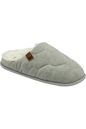 Dunlop Grey Ladies Closed Toe Quilted Mule Slippers AU 7 (EU 38)