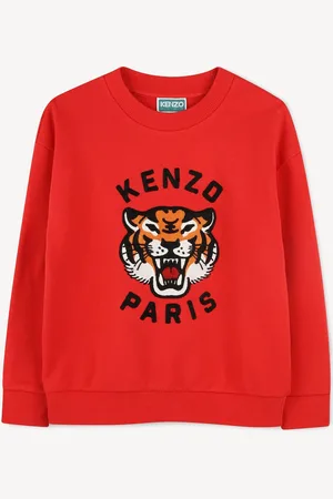 Kenzo Red Long Sleeve Large Tiger Print Logo Sweatshirt 10 Years (140cm)