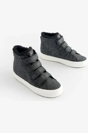 Next Black Standard Fit (F) High Top Trainers with Touch Close Fastening AU 13 (EU 32)