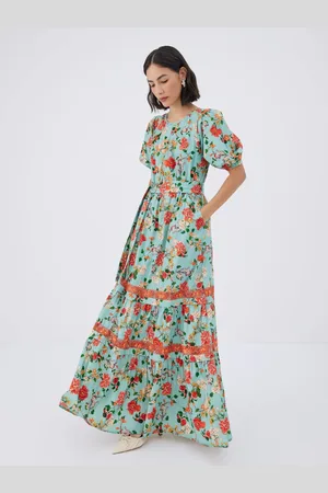 RAISHMA Trinity Floral Maxi Dress with Puffed Sleeves AU 14