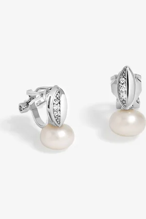 Jon Richard Silver Rhodium Plated Cubic Zirconia And Pearl Drop Silver Earrings one
