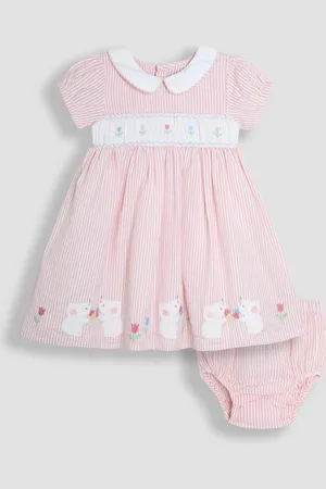 JoJo Maman Bébé Seersucker Appliqué Smocked Dress 1.5