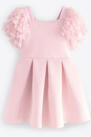 Ted Baker 3D Floral Sleeve Embossed Scuba Dress 7 Years (122cm)
