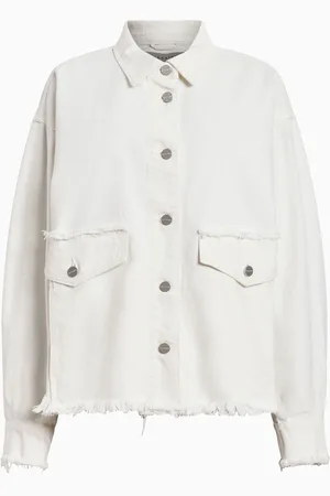 AllSaints AllSaints White Hettie Fray 100% Cotton Shacket M
