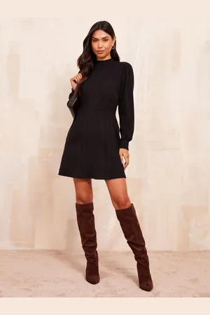 Friends Like These Cosy High Neck Shirred Waist Mini Dress AU 18
