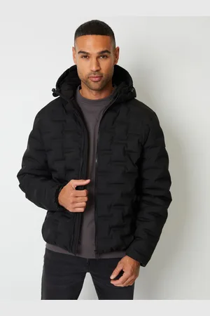 Threadbare Black Showerproof Quilted Hooded Puffer Jacket M