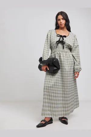 Simply Be Checked Western Bow Front Midi Dress AU 14