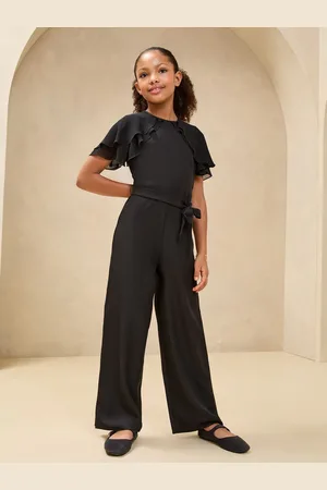 Lipsy London Black Layered Flutter Sleeve Jumpsuit (5-16yrs) 5 Years (110cm)