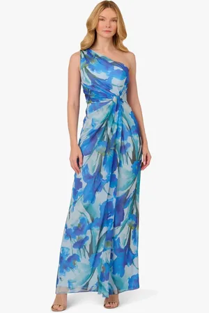 Adrianna Papell Print Chiffon Long Dress AU 16