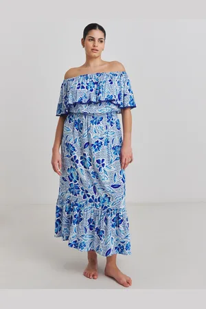 Simply Be Blue Beach to Beach Bardot Swimdress AU 24