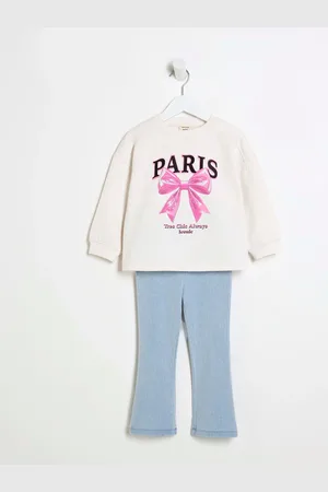 River Island Cream Girls Bow Sweater Set 12