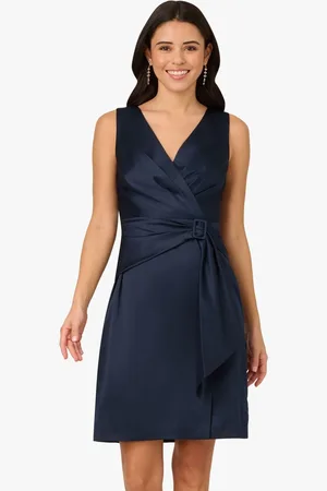 Adrianna Papell Satin Crepe Drape Dress AU 18