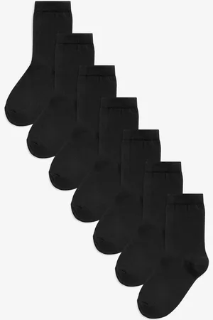 Next Black 7 Pack Cotton Rich Socks 6-8.5 Jnr