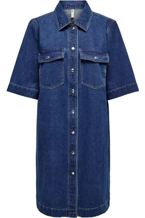 ONLY Short Sleeve Denim Shirt Dress AU 16