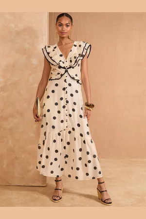 Love & Roses Ruffle V-Neck Short Sleeve Midi Dress AU 18