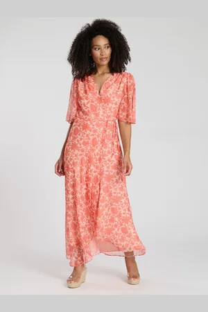 South Beach Printed Short Sleeve Wrap Midi Dress AU 8