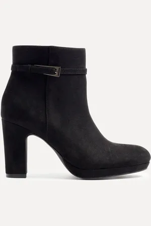 Linzi Black Stefani Heeled Ankle Boots With Buckle Detail AU 8 (EU 39)