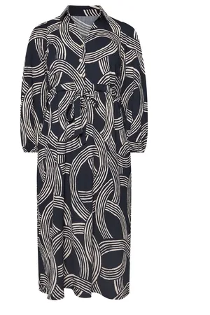 Evans Linear Print Crepe Midaxi Dress AU 16