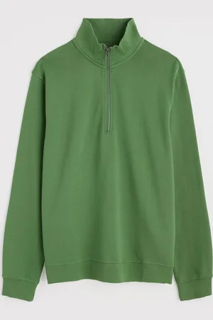 Seasalt Cornwall Green Mens Wood Moss Quarter Zip 100% Cotton Sweatshirt M