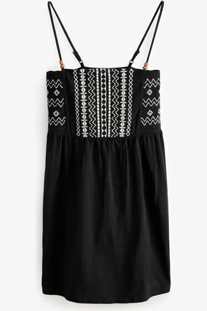 Next Embroidered Strappy 100% Cotton Mini Dress AU 18 Tall