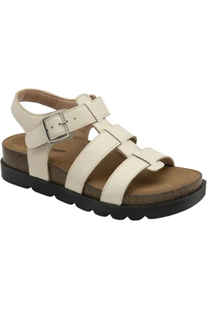 Dunlop Cream Leather Strap Buckle Wedge Sandals AU 5 (EU 36)