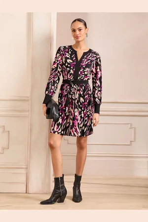 Love & Roses Petite Printed Jersey Pleated Belt Detail Mini Dress AU 10