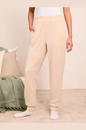 Friends Like These Cream Velour Ribbed Jogger Pyjama Bottoms XS