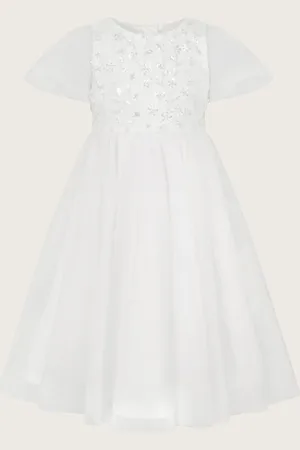 Monsoon Bella Sequin Flower Communion Dress 8 Years (128 cm)