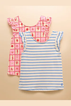 Joules Butterfly Pink/Blue Pack of Two Frill Vests 122128cm