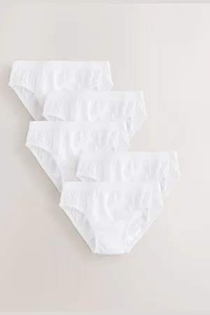 Next White Jacquard Waistband 100% Cotton Briefs 5 Pack (1.5-16yrs) 1.5