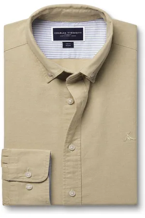 Charles Tyrwhitt Slim Fit Plain Button Down Stretch Washed Oxford 100% Cotton Shirt M