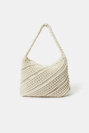 Accessorize Cream Macrame 100% Cotton Shoulder Bag One