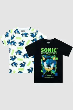 Character BlackWhite 100% Cotton Sonic Short Sleeve T-Shirt 2 Multipack 10