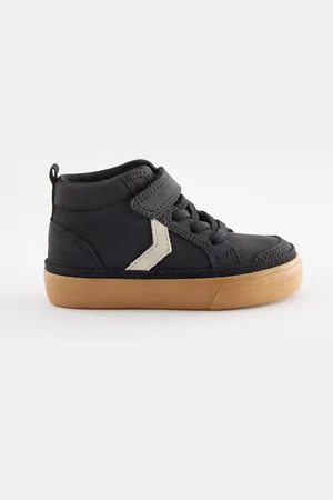 Next Black Standard Fit (F) Elastic Lace Touch Fastening Chevron Boots AU 4.5 (EU 21)